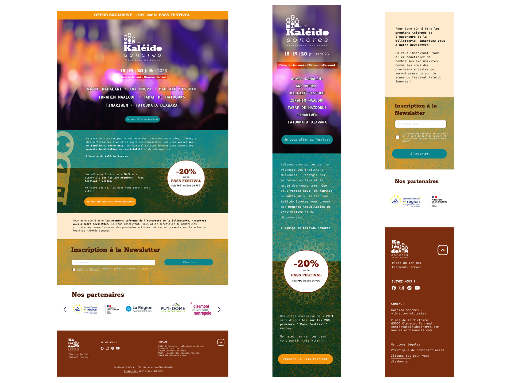 Landing page newsletter Kaléido Sonores